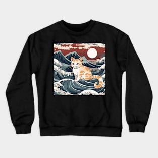 orange cat japanese art syle Crewneck Sweatshirt